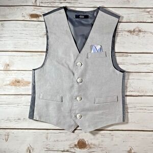 Nautica Vest for boys size 6 gray with purple patterned pocket‎ accent